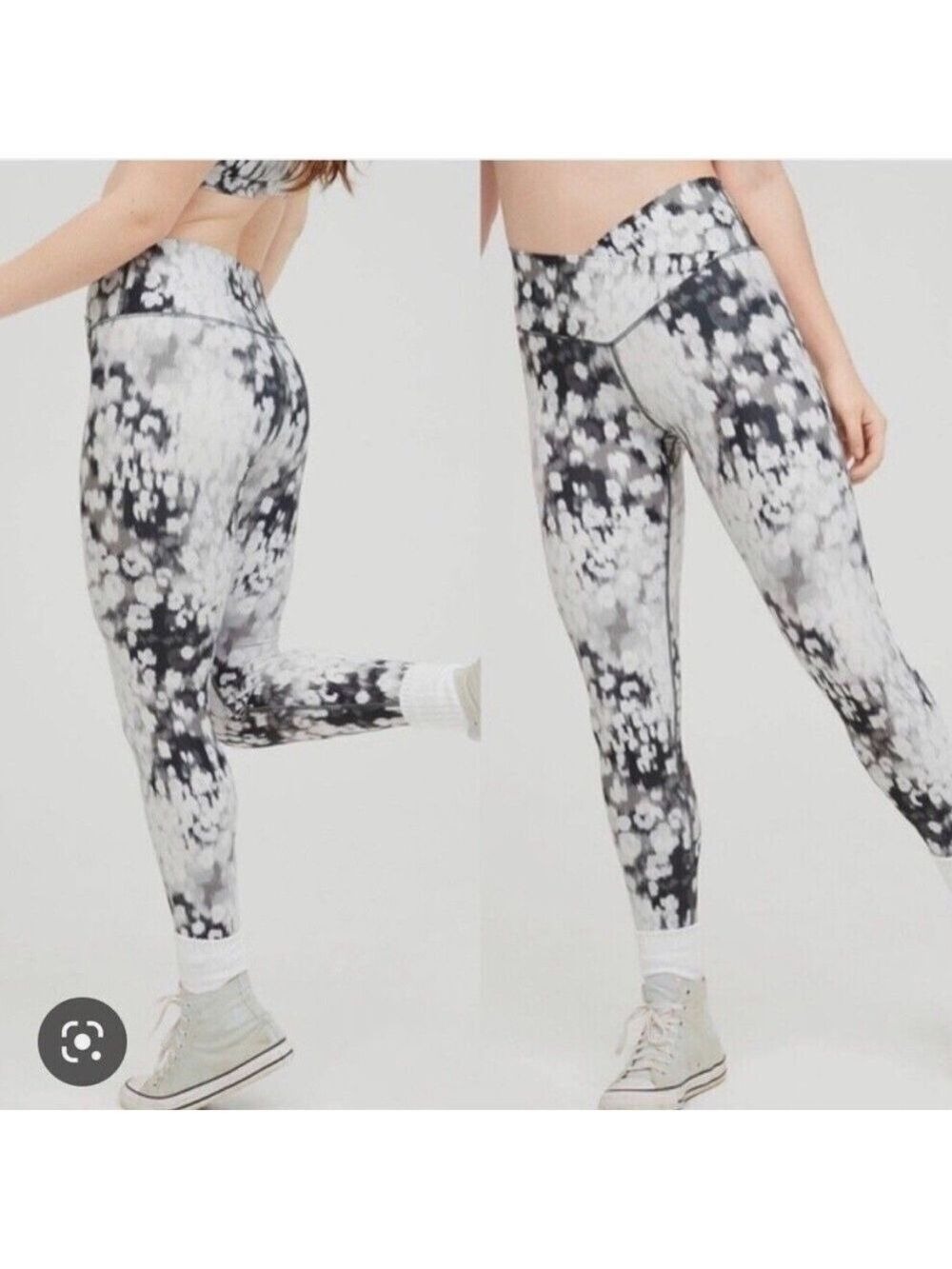Aerie Offline Shine Silver Shadow High Waist Crossover Leggings Small